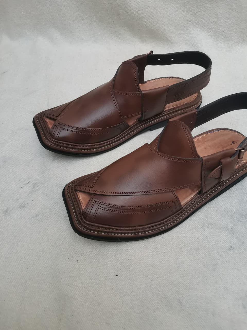 Premium Brown Leather Peshawari Chappal for Men | Handcrafted Traditional Sandals