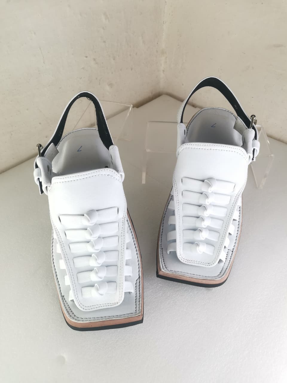 Premium White Leather Peshawari Chappal for Men | Handcrafted Traditional Sandals
