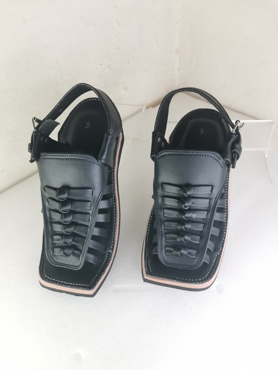 Premium Black Leather Peshawari Chappal for Men | Handcrafted Traditional Sandals