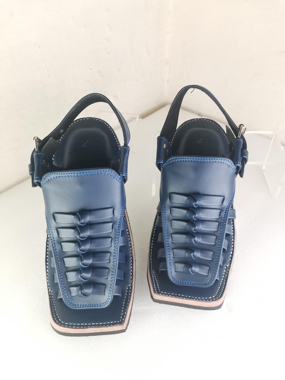 Premium Blue Leather Peshawari Chappal for Men | Handcrafted Traditional Sandals