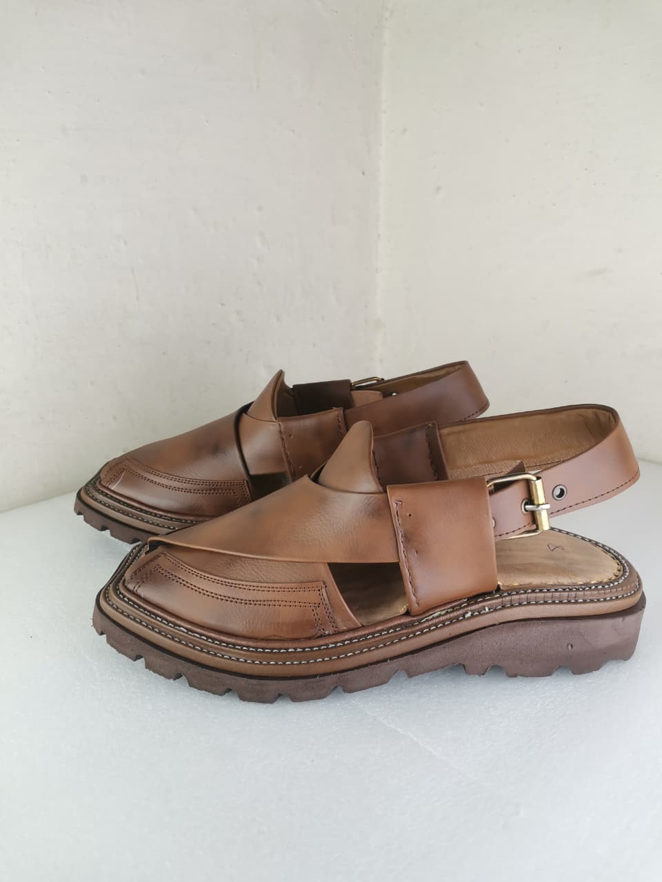 Premium Brown Leather Peshawari Chappal for Men | Handcrafted Traditional Sandals